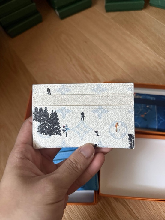 Louis Vuitton Cream Card Holder with Ski Lift Print